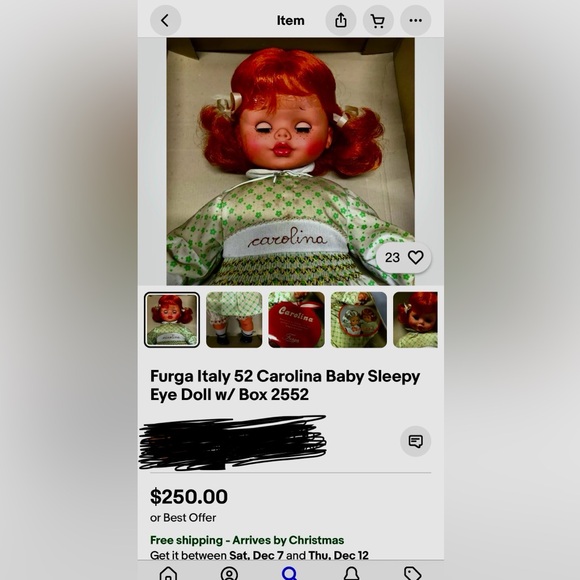 Furga Italy Carolina baby sleepy eye doll. Previously loved. - Picture 5 of 5